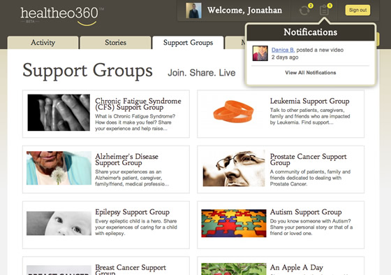 Online support groups for healthcare